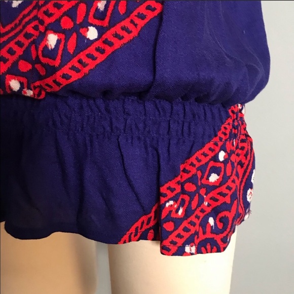 NWT Ella Moss Fez Blue and Red Boho Patterned Tank Top Flowy Lightweight Blouse - Picture 4 of 8